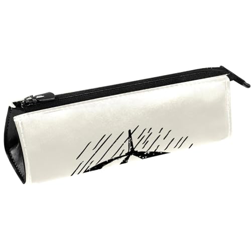 VAPOKF Federmäppchen, Motiv: Regenschirm im Regen, Schreibwarenbeutel, Kosmetiktasche, kompakte Reißverschlusstasche, Schwarz, multi, 5.5 ×6 ×20CM/2.2x2.4x7.9 in, Taschen-Organizer von VAPOKF
