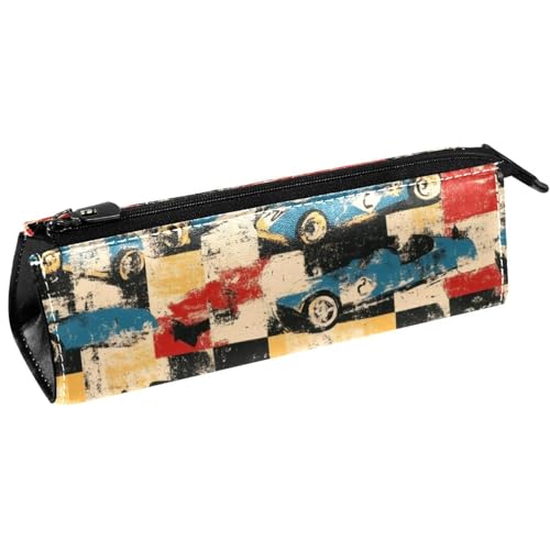 VAPOKF Federmäppchen, Motiv: Rennwagen auf kariertem Design, Schreibwarenbeutel, Kosmetiktasche, kompakte Reißverschlusstasche, Rot / Blau VAPOKF Federmäppchen, Motiv: Rennwagen auf kariertem Design, Schreibwarenbeutel, Kosmetiktasche, kompakte Reißverschlusstasche, Rot / Blau von VAPOKF