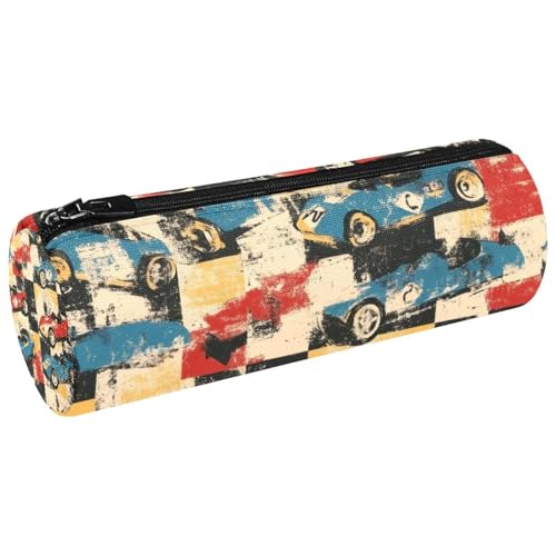 VAPOKF Federmäppchen, Motiv: Rennwagen auf kariertem Segeltuch, Münzgeldbörse, Kosmetiktasche, Make-up-Tasche für Studenten, Schreibwaren, Schule, Büro, Aufbewahrung VAPOKF Federmäppchen, Motiv: Rennwagen auf kariertem Segeltuch, Münzgeldbörse, Kosmetiktasche, Make-up-Tasche für Studenten, Schreibwaren, Schule, Büro, Aufbewahrung von VAPOKF