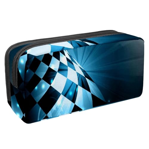 VAPOKF Federmäppchen, Schüler-Schreibwaren-Tasche für Teenager, Jungen, Mädchen, Schule, Bürobedarf, schwarz-weiß, kariert, Rennbahn, multi, 2.3x8.2x3.9in/6x21x10cm, Taschen-Organizer von VAPOKF