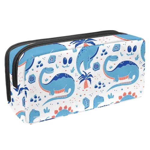 VAPOKF Federmäppchen, Schüler-Schreibwaren-Tasche für Teenager, Jungen, Mädchen, Schule, Bürobedarf – Blaue lustige Dinosaurier, multi, 2.3x8.2x3.9in/6x21x10cm, Taschen-Organizer von VAPOKF