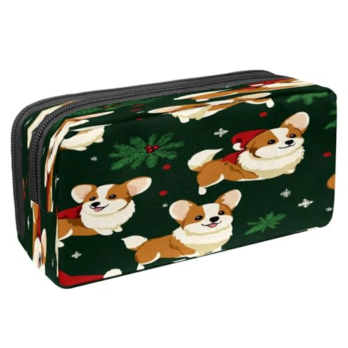 VAPOKF Federmäppchen, Stiftetasche, Schüler-Schreibwaren-Tasche mit Reißverschluss, für Jungen und Mädchen, Schul- und Bürobedarf, Corgi-Hunde Weihnachten, multi, 2.3x8.2x3.9in/6x21x10cm von VAPOKF