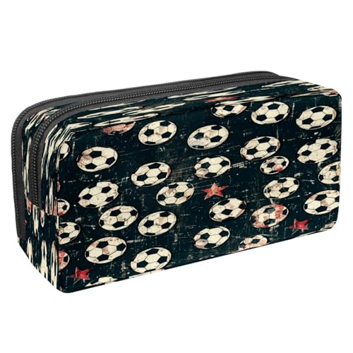 VAPOKF Federmäppchen, Stiftetasche, Schüler-Schreibwaren-Tasche mit Reißverschluss, für Jungen und Mädchen, Schul- und Bürobedarf, Grunge-Fußball und Star, multi, 2.3x8.2x3.9in/6x21x10cm von VAPOKF