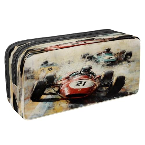 VAPOKF Federmäppchen, Stiftetasche, Schüler-Schreibwaren-Tasche mit Reißverschluss, für Jungen und Mädchen, Schul- und Bürobedarf, Grunge-Rennwagen, multi, 2.3x8.2x3.9in/6x21x10cm, Federmäppchen von VAPOKF