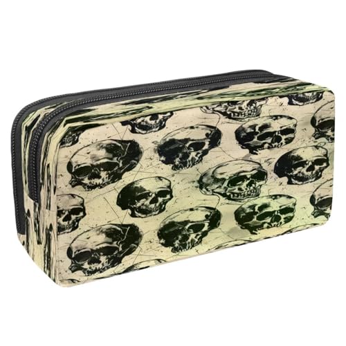 VAPOKF Federmäppchen, Stiftetasche, Schüler-Schreibwaren-Tasche mit Reißverschluss, für Jungen und Mädchen, Schul- und Bürobedarf, Grunge-Schädel, multi, 2.3x8.2x3.9in/6x21x10cm, Federmäppchen von VAPOKF