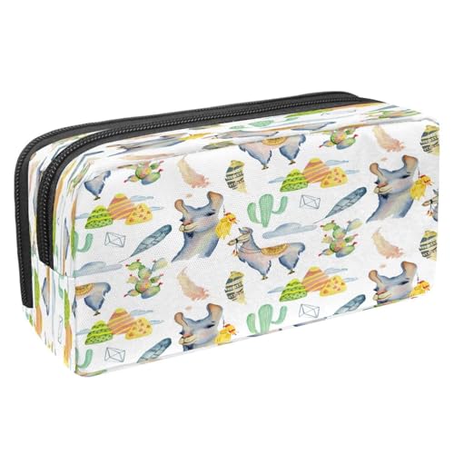 VAPOKF Federmäppchen, Stiftetasche, Schüler-Schreibwaren-Tasche mit Reißverschluss, für Jungen und Mädchen, Schul- und Bürobedarf, Happy Chinese New Year of Pig, Aquarell, Lama, Alpaka und Kaktus, VAPOKF Federmäppchen, Stiftetasche, Schüler-Schreibwaren-Tasche mit Reißverschluss, für Jungen und Mädchen, Schul- und Bürobedarf, Happy Chinese New Year of Pig, Aquarell, Lama, Alpaka und Kaktus, von VAPOKF