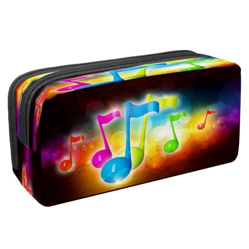 VAPOKF Federmäppchen, Stiftetasche, Schüler-Schreibwaren-Tasche mit Reißverschluss, für Jungen und Mädchen, Schul- und Bürobedarf, Rock-Musikinstrumente, Party, Bunte Musiknoten, 2.3x8.2x3.9in von VAPOKF