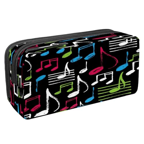 VAPOKF Federmäppchen, Stiftetasche, Schüler-Schreibwaren-Tasche mit Reißverschluss, für Jungen und Mädchen, Schul- und Bürobedarf, Rock-Musikinstrumente, Party, Handgezeichnete Musiknoten von VAPOKF