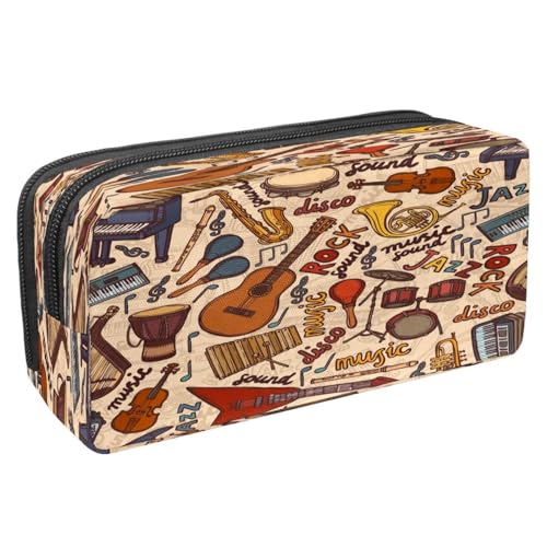 VAPOKF Federmäppchen, Stiftetasche, Schüler-Schreibwaren-Tasche mit Reißverschluss, für Jungen und Mädchen, Schul- und Bürobedarf, Rock-Musikinstrumente, Party, Rock-Musikinstrumente Party von VAPOKF