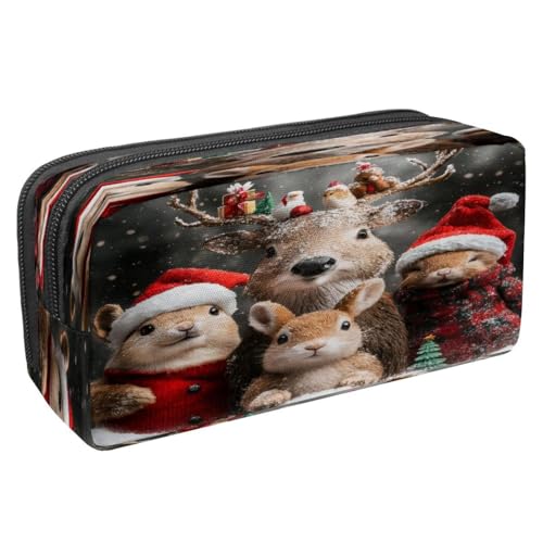 VAPOKF Federmäppchen, Stiftetasche, Schüler-Schreibwaren-Tasche mit Reißverschluss, für Jungen und Mädchen, Schul- und Bürobedarf, Weihnachten, Rentier, Kaninchen, Tiere, multi, 2.3x8.2x3.9in von VAPOKF