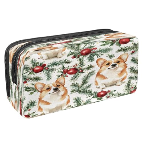 VAPOKF Federmäppchen, Stiftetasche, Schüler-Schreibwaren-Tasche mit Reißverschluss, für Jungen und Mädchen, Schul- und Bürobedarf, Weihnachts-Korgi und Glocken, multi, 2.3x8.2x3.9in/6x21x10cm von VAPOKF