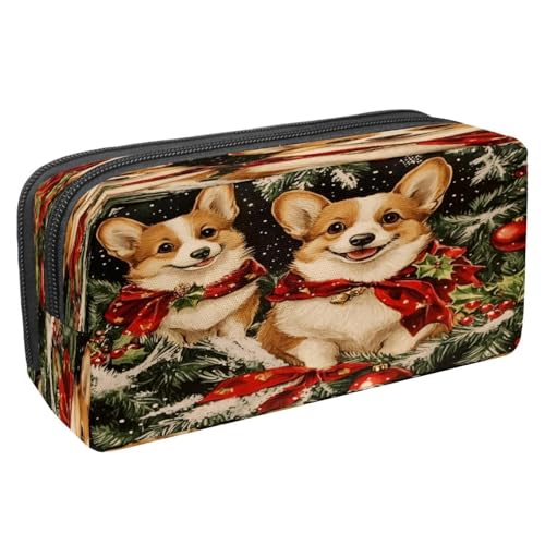 VAPOKF Federmäppchen, Stiftetasche, Schüler-Schreibwaren-Tasche mit Reißverschluss, für Jungen und Mädchen, Schul- und Bürobedarf, Weihnachts-Korgis, rote Beerenglocken, multi, 2.3x8.2x3.9in/6x21x10cm von VAPOKF
