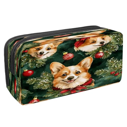 VAPOKF Federmäppchen, Stiftetasche, Schüler-Schreibwaren-Tasche mit Reißverschluss, für Jungen und Mädchen, Schul- und Bürobedarf, Weihnachts-Korgis und Glocken, multi, 2.3x8.2x3.9in/6x21x10cm von VAPOKF