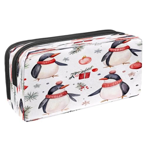 VAPOKF Federmäppchen, Stiftetasche, Schüler-Schreibwaren-Tasche mit Reißverschluss, für Jungen und Mädchen, Schul- und Bürobedarf, Weihnachts-Pinguin und Geschenke, multi, 2.3x8.2x3.9in/6x21x10cm von VAPOKF
