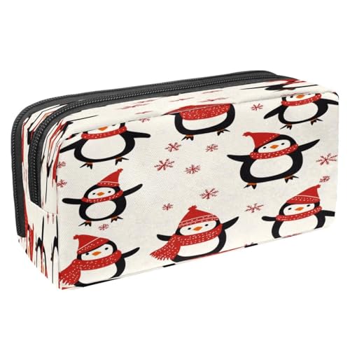 VAPOKF Federmäppchen, Stiftetasche, Schüler-Schreibwaren-Tasche mit Reißverschluss, für Jungen und Mädchen, Schul- und Bürobedarf, Weihnachts-Pinguine, Schneeflocken, multi, 2.3x8.2x3.9in/6x21x10cm von VAPOKF