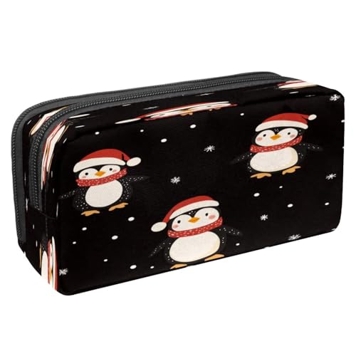 VAPOKF Federmäppchen, Stiftetasche, Schüler-Schreibwaren-Tasche mit Reißverschluss, für Jungen und Mädchen, Schul- und Bürobedarf, Wintermütze, Schal, Pinguine, multi, 2.3x8.2x3.9in/6x21x10cm von VAPOKF