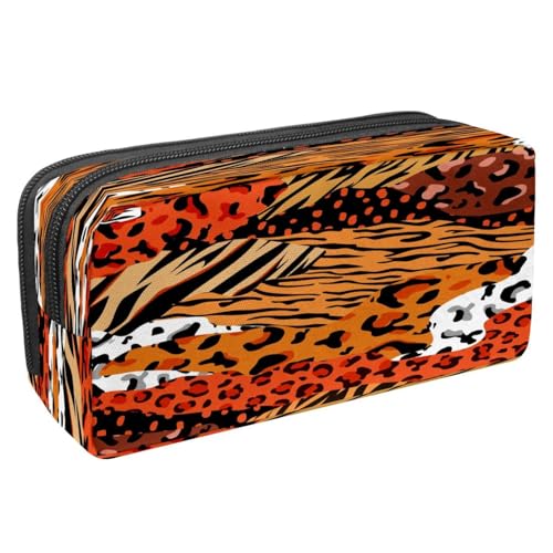 VAPOKF Federmäppchen, Stiftetasche, Schüler-Schreibwaren-Tasche mit Reißverschluss, für Jungen und Mädchen, Schul- und Bürobedarf, Winterwald, Baby-Hirsch, Aufnäher mit Wildtier-Hautstruktur von VAPOKF