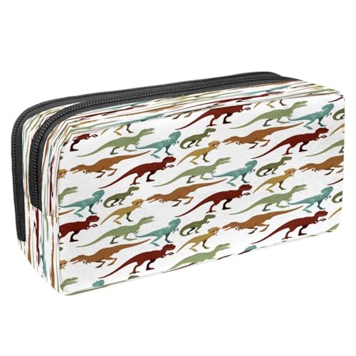 VAPOKF Federmäppchen, Stiftetasche, Schüler-Schreibwaren-Tasche mit Reißverschluss, für Jungen und Mädchen, Schul- und Bürobedarf, Winterwald, Baby-Hirsch, Wild Jurassic T-Rex Dinosaurier von VAPOKF