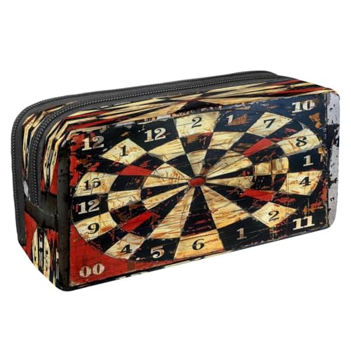 VAPOKF Federmäppchen, Stifttasche, Schüler-Schreibwaren-Tasche mit Reißverschluss, für Jungen und Mädchen, Schul- und Bürobedarf, Grunge Dartscheibe Planke, multi, 2.3x8.2x3.9in/6x21x10cm von VAPOKF