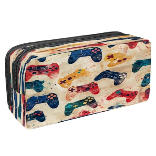 VAPOKF Federmäppchen, Stifttasche, Schüler-Schreibwaren-Tasche mit Reißverschluss, für Jungen und Mädchen, Schul- und Bürobedarf, Grunge Gamepad Joysticks, multi, 2.3x8.2x3.9in/6x21x10cm von VAPOKF