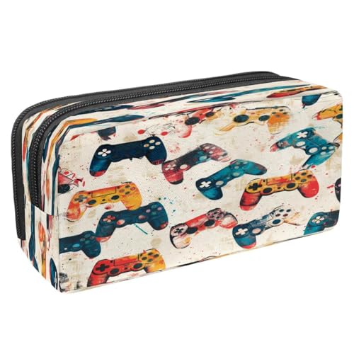 VAPOKF Federmäppchen, Stifttasche, Schüler-Schreibwaren-Tasche mit Reißverschluss, für Jungen und Mädchen, Schul- und Bürobedarf, Grunge Gamepad Joysticks, multi, 2.3x8.2x3.9in/6x21x10cm von VAPOKF