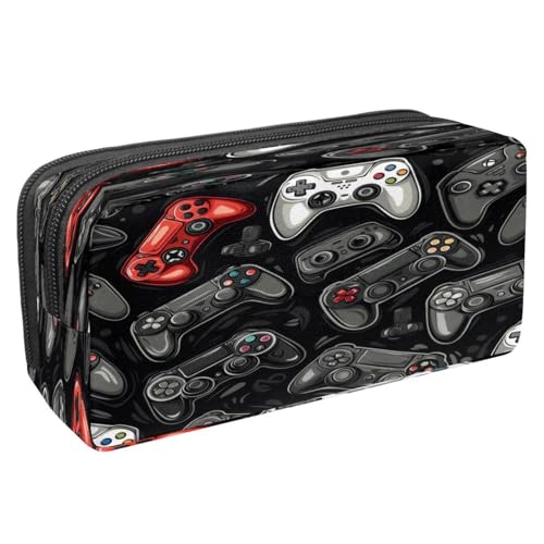 VAPOKF Federmäppchen, Stifttasche, Schüler-Schreibwaren-Tasche mit Reißverschluss, für Jungen und Mädchen, Schul- und Bürobedarf, Grunge Gamepad Joysticks, multi, 2.3x8.2x3.9in/6x21x10cm von VAPOKF