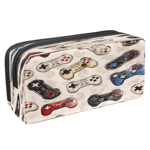 VAPOKF Federmäppchen, Stifttasche, Schüler-Schreibwaren-Tasche mit Reißverschluss, für Jungen und Mädchen, Schul- und Bürobedarf, Grunge Gamepad Joysticks, multi, 2.3x8.2x3.9in/6x21x10cm von VAPOKF