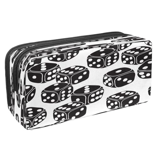 VAPOKF Federmäppchen, Stifttasche, Schüler-Schreibwaren-Tasche mit Reißverschluss, für Jungen und Mädchen, Schul- und Bürobedarf, Spiel-Joystick auf rotem Grunge-Hintergrund, Spielwürfelmuster von VAPOKF