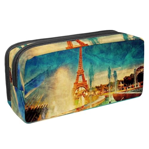 VAPOKF Federmäppchen Schreibwarenetui für Teenager Jungen Mädchen Schul- und Bürobedarf Eiffelturm Paris Mehrfarbig 6 x 21 x 10 cm Tasche Organizer Mehrfarbig, blau/lila, 2.3x8.2x3.9in/6x21x10cm, von VAPOKF