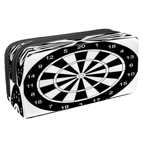 VAPOKF Federmäppchen Stiftetasche Student Schreibwarentasche mit Reißverschluss für Jungen Mädchen Schule & Bürobedarf, Anker mit Silhouetten von Walen, Dartscheibe mit zwanzig schwarz-weißen von VAPOKF