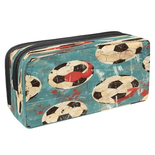 VAPOKF Federmäppchen Stiftetasche für Schüler, Schreibwaren-Tasche mit Reißverschluss, für Jungen und Mädchen, Schul- und Bürobedarf, Grunge Fußball, Blau, multi, 2.3x8.2x3.9in/6x21x10cm von VAPOKF