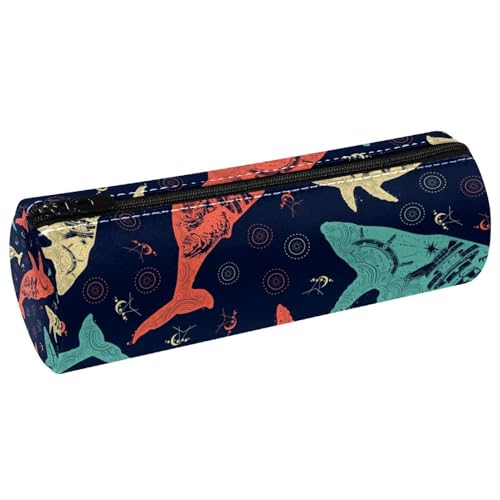 VAPOKF Federmäppchen aus PU-Leder mit Leuchtturm, Motiv: Wal mit Leuchtturm, Reise-Abenteuer-Symbol, Federmäppchen, für Studenten, Schreibwaren, Organizer, Tasche, Make-up-Tasche für Damen, Mädchen von VAPOKF