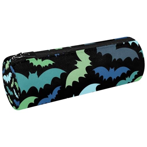 VAPOKF Federmäppchen aus Segeltuch mit Fledermaus-Silhouette, Geldbörse, Kosmetiktasche, Make-up-Tasche für Studenten, Schreibwaren, Schule, Büro, Aufbewahrung, multi, 20x6.3cm/7.9x2.5in, von VAPOKF