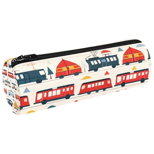 VAPOKF Federmäppchen aus Segeltuch mit Zugbus-Motiv, Geldbörse, Kosmetiktasche, Make-up-Tasche für Studenten, Schreibwaren, Schule, Büro, multi, 20x6.3cm/7.9x2.5in, Federmäppchen von VAPOKF