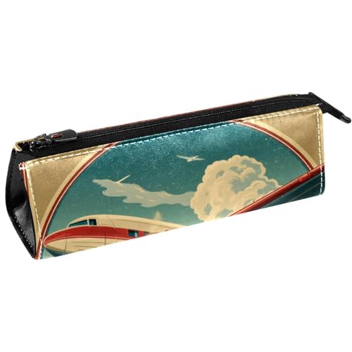 VAPOKF Federmäppchen für Flugzeug, Reisen, Poster, Schreibwaren, Bleistifttasche, Kosmetiktasche, kompakte Reißverschlusstasche von VAPOKF