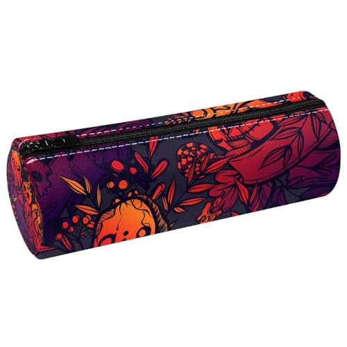 VAPOKF Federmäppchen für Halloween, Grab, Kürbis, Totenkopf, Hexenhut, PU-Leder, Stifttasche, Schüler, Schreibwaren, Organizer, Tasche, Make-up-Tasche für Damen, Mädchen, Jungen, Kinder, Schule von VAPOKF