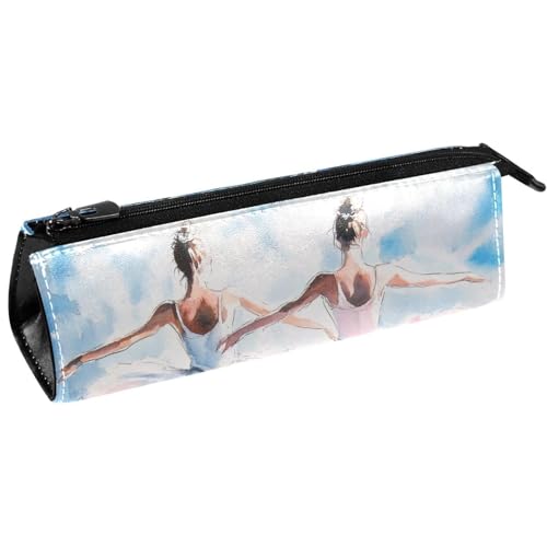VAPOKF Federmäppchen für Mädchen, Motiv: Ballett, Schreibwaren, Kosmetiktasche, kompakte Reißverschlusstasche, Blau von VAPOKF