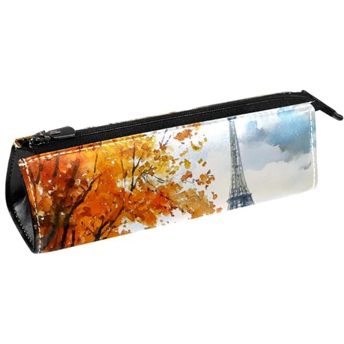 VAPOKF Federmäppchen für Mädchen, die entlang der Seine laufen, Schreibwaren-Tasche, Kosmetiktasche, kompakte Reißverschlusstasche von VAPOKF