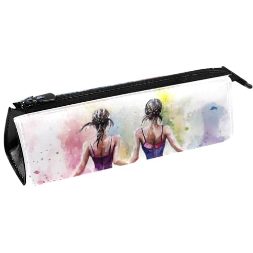 VAPOKF Federmäppchen für Mädchen mit tanzendem Ballett, Schreibwaren, Kosmetiktasche, kompakte Reißverschlusstasche von VAPOKF