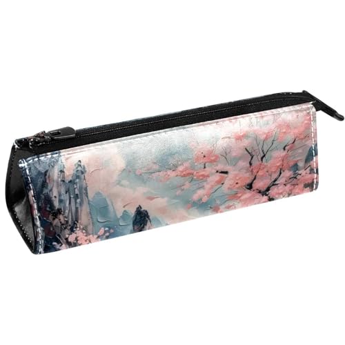 VAPOKF Federmäppchen für Ölgemälde, Motiv: Kirschgebirge, See, Schreibwaren, Bleistifttasche, Kosmetiktasche, kompakte Reißverschlusstasche von VAPOKF