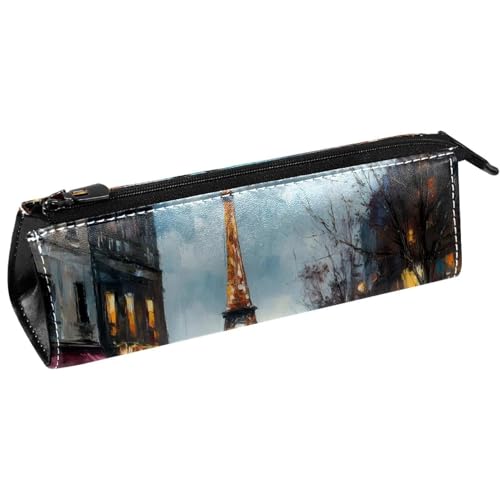VAPOKF Federmäppchen für Ölgemälde, Motiv: Paris Night Street, Schreibwaren, Kosmetiktasche, kompakte Reißverschlusstasche von VAPOKF