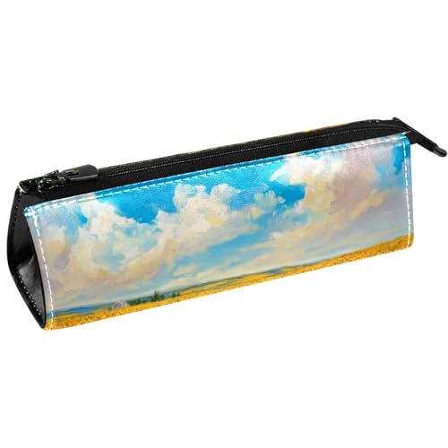 VAPOKF Federmäppchen für Ölgemälde, Motiv: Sonnenblumen, blauer Himmel, Schreibwaren, Kosmetiktasche, kompakte Reißverschlusstasche VAPOKF Federmäppchen für Ölgemälde, Motiv: Sonnenblumen, blauer Himmel, Schreibwaren, Kosmetiktasche, kompakte Reißverschlusstasche von VAPOKF
