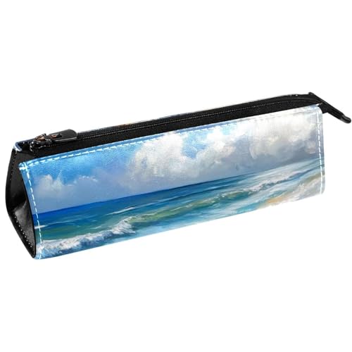 VAPOKF Federmäppchen für Ölgemälde, Strand, Seestern, Schreibwaren, Kosmetiktasche, kompakte Reißverschlusstasche von VAPOKF