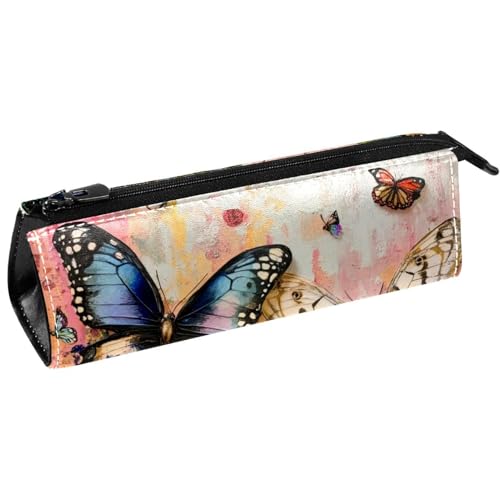 VAPOKF Federmäppchen für Ölgemälde, Wildblumen, Schmetterling, Schreibwaren, Bleistifttasche, Kosmetiktasche, kompakte Reißverschlusstasche von VAPOKF