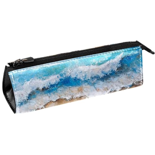 VAPOKF Federmäppchen für Ölgemälde mit Seestern am Strand, Schreibwarenbeutel, Kosmetiktasche, kompakte Reißverschlusstasche von VAPOKF