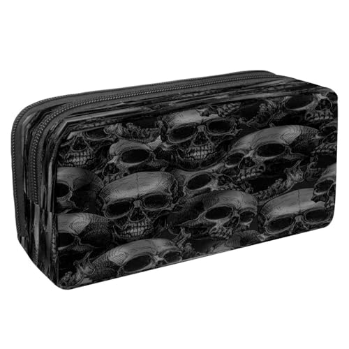 VAPOKF Federmäppchen für Schüler, Schreibwaren-Tasche mit Reißverschluss, für Jungen und Mädchen, Schul- und Bürobedarf, Dia de Los Muertos Skeletthände, Grunge Grunge Gruselige Halloween-Totenköpfe, von VAPOKF
