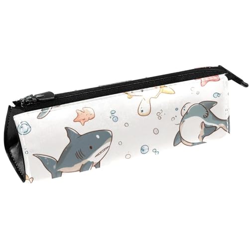 VAPOKF Federmäppchen mit Cartoon-Hai, Seestern, Mädchen, Schreibwaren-Tasche, Kosmetiktasche, kompakte Reißverschlusstasche von VAPOKF