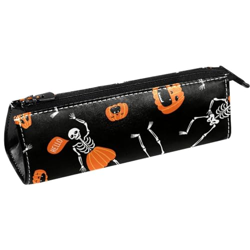 VAPOKF Federmäppchen mit Halloween-Kürbis-Skelett-Design, Schreibwaren-Tasche, Kosmetiktasche, kompakte Reißverschlusstasche, multi, 5.5 ×6 ×20CM/2.2x2.4x7.9 in, Taschen-Organizer von VAPOKF