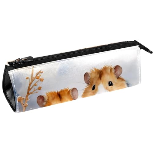 VAPOKF Federmäppchen mit Hamstermotiv im Winter, Schreibwarenbeutel, Kosmetiktasche, kompakte Reißverschlusstasche von VAPOKF