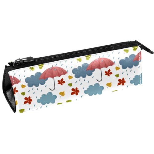 VAPOKF Federmäppchen mit Herbst-Regenschirm im Regen, Schreibwarenbeutel, Kosmetiktasche, kompakte Reißverschlusstasche, multi, 5.5 ×6 ×20CM/2.2x2.4x7.9 in, Taschen-Organizer von VAPOKF